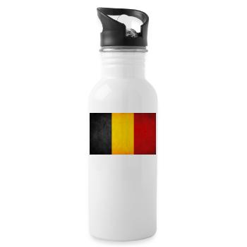 Drapeau de la Belgique - Gourde avec paille intégrée - blanc - Droite