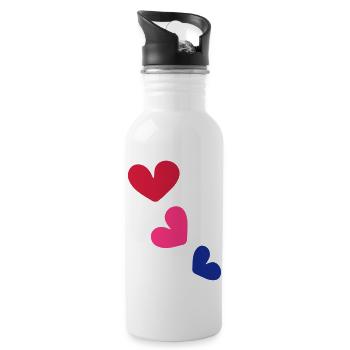 3_colorful Herzen - Trinkflasche mit integriertem Trinkhalm - Weiß - Rechts