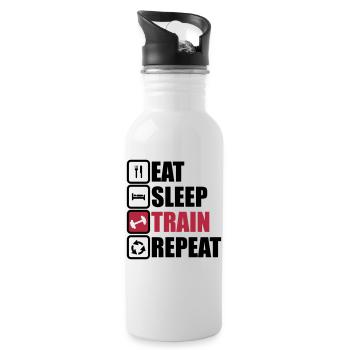 eat sleep train repeat,gym,bodybuilding - Trinkflasche mit integriertem Trinkhalm - Weiß - Rechts