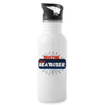 Beatbox Beatboxer Beat Schlag Vocal Rhythmus Herz - Trinkflasche mit integriertem Trinkhalm - Weiß - Rechts