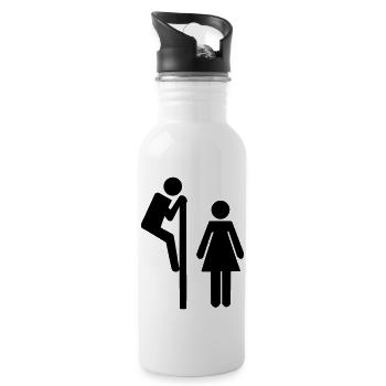 WC - Toilette - Trinkflasche mit integriertem Trinkhalm - Weiß - Rechts