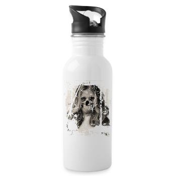 Skull Girl black'n'white - Water bottle with straw - white - Right
