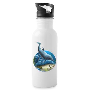The World Of The Dolphin - Trinkflasche mit integriertem Trinkhalm - Weiß - Rechts