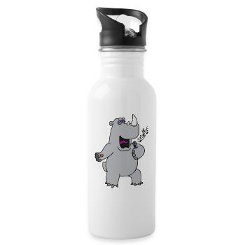 lustige Tiere Pflanzen Obst Gemüse Kindermotive - Trinkflasche mit integriertem Trinkhalm - Weiß - Rechts
