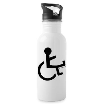 Rollstuhlfahrer mit gebrochenem Bein # - Trinkflasche mit integriertem Trinkhalm - Weiß - Rechts