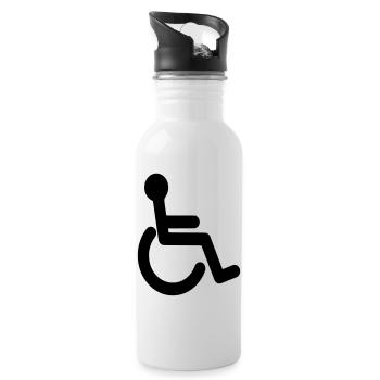 Symbole de base du fauteuil roulant # - Gourde avec paille intégrée - blanc - Droite
