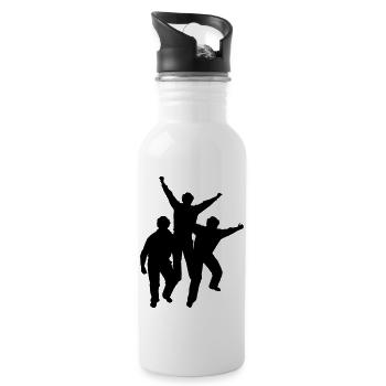 drei jubelnde Jungen - Trinkflasche mit integriertem Trinkhalm - Weiß - Rechts