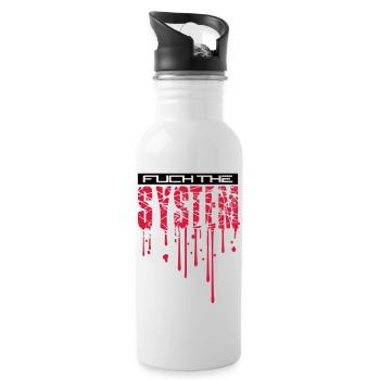 cool blood drops graffiti stamp spray fuck the - Water bottle with straw - white - Right