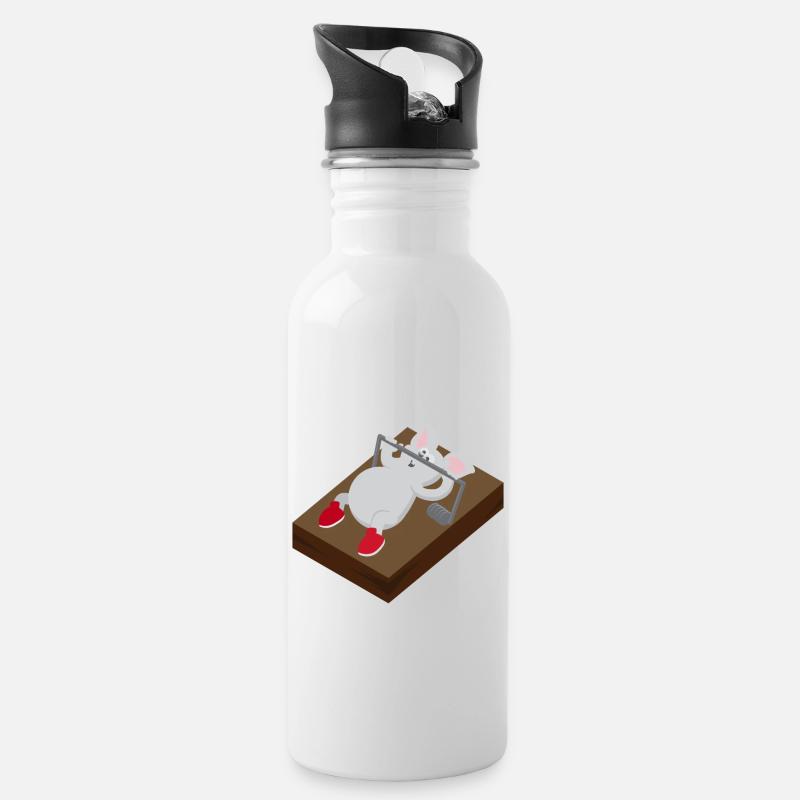 Kindermotiv Maus Kindershirt Mausefalle Training - Trinkflasche mit integriertem Trinkhalm - Weiß