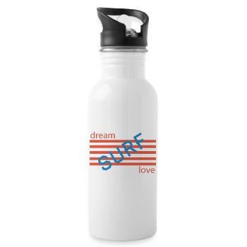 Dream Love Retro Stripes - Water bottle with straw - white - Right