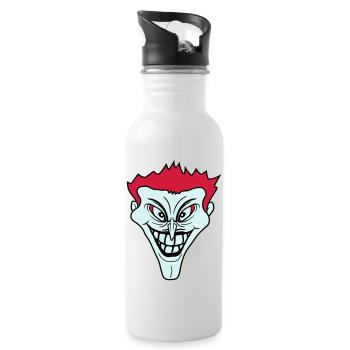 psycho psychopath verrueckt clown joker grinsen mu - Trinkflasche mit integriertem Trinkhalm - Weiß - Rechts