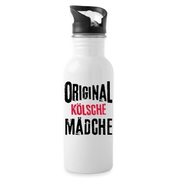 Kölnerin Kölsche Mädche Original Kölner Köln Frau - Trinkflasche mit integriertem Trinkhalm - Weiß - Rechts