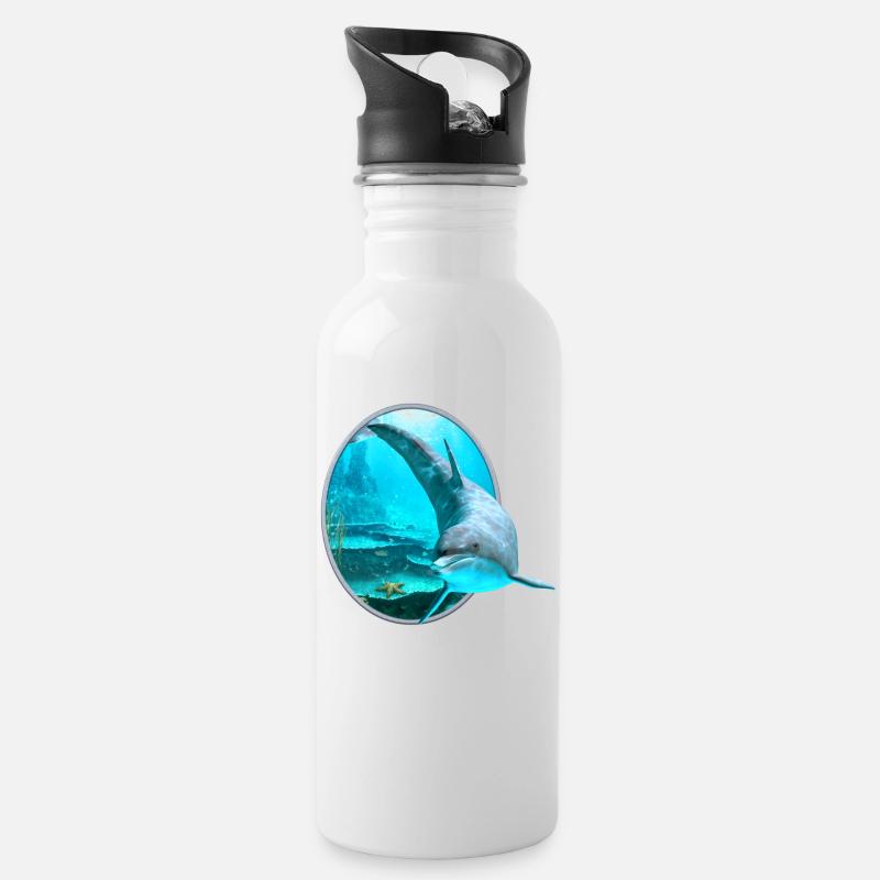 Dolphin - Trinkflasche mit integriertem Trinkhalm - Weiß