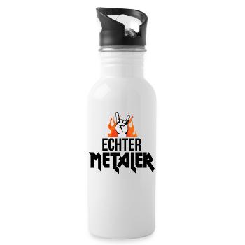 real metal fan heavy metal - Water bottle with straw - white - Right