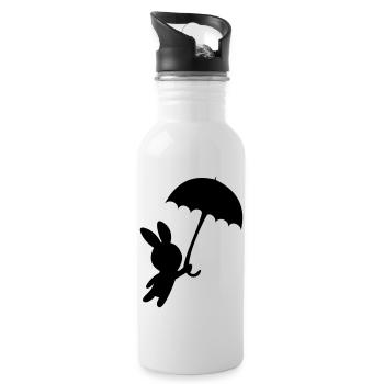 Bunny rabbit umbrella autumn fly hare - Water bottle with straw - white - Right