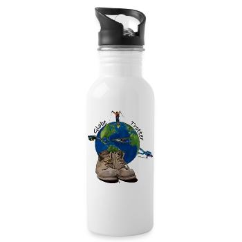 Globetrotter Travel World Travel t-shirt - Water bottle with straw - white - Right