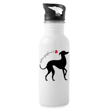 Italian greyhound - Trinkflasche mit integriertem Trinkhalm - Weiß - Rechts