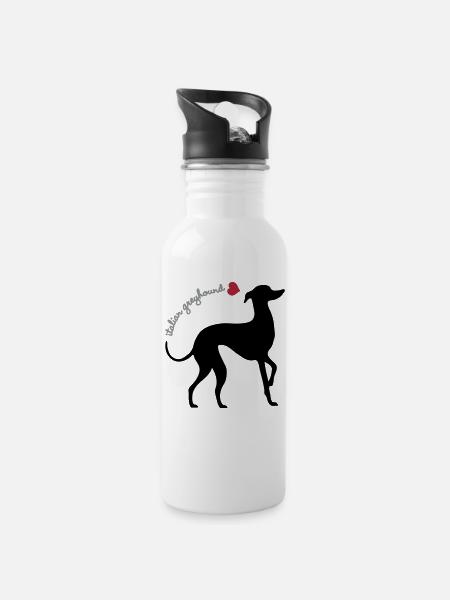 Italian greyhound - Water bottle with straw - white