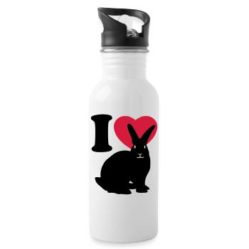 I love rabbits - J'aime des lapins - Gourde avec paille intégrée - blanc - Droite