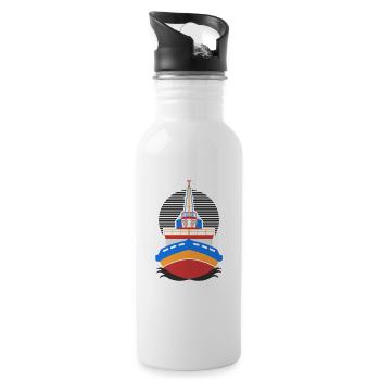 BOATING: My Boat My Rules - Trinkflasche mit integriertem Trinkhalm - Weiß - Rechts