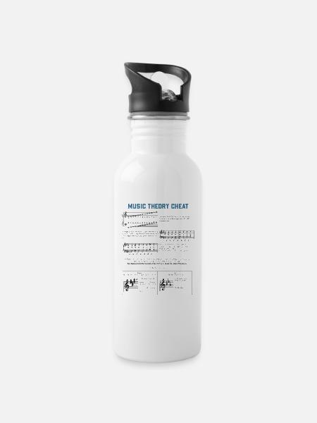 Musik Theorie Gitarre Klavier Geschenk - Trinkflasche mit integriertem Trinkhalm - Weiß