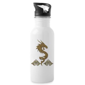 wonderful chinese dragon - Water bottle with straw - white - Right