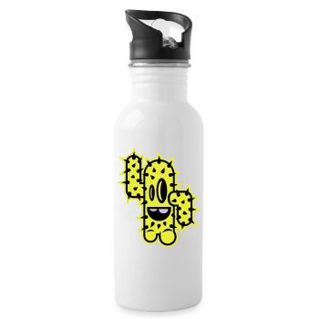 cactus high five comic - Water bottle with straw - white - Right