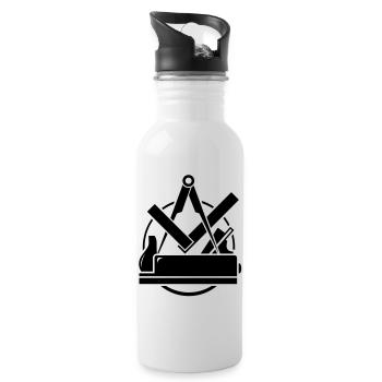 Carpenter emblem, Carpenter Logo - Water bottle with straw - white - Right