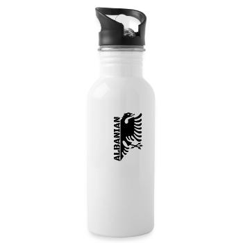 Albanian Flag "Albanian" - Water bottle with straw - white - Right