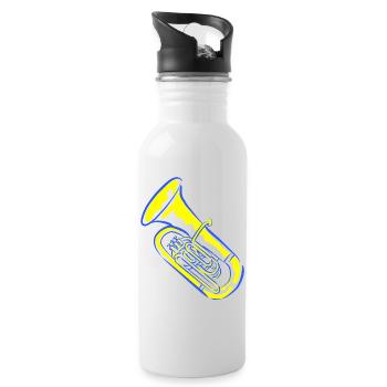 Tuba music in neon colors - Water bottle with straw - white - Right
