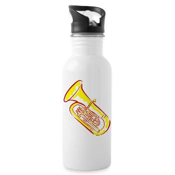 Tuba music in neon colors - Water bottle with straw - white - Right