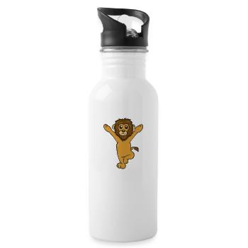 lion - Water bottle with straw - white - Right