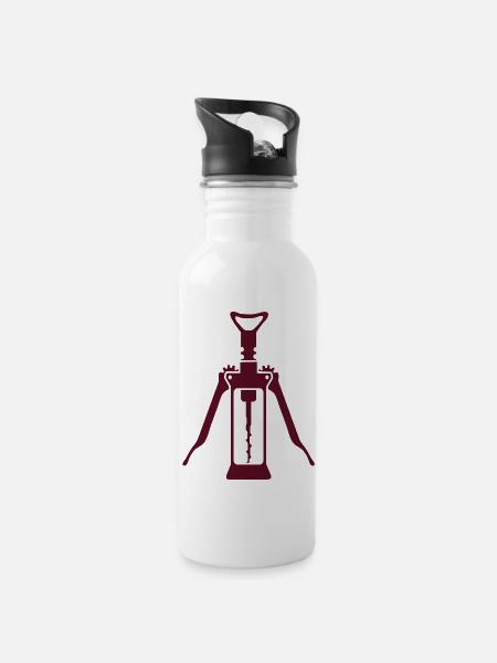 Korkenzieher_2_c1 - Trinkflasche mit integriertem Trinkhalm - Weiß