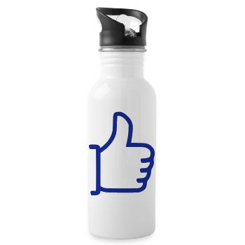 Gefällt mir - Daumen hoch - Trinkflasche mit integriertem Trinkhalm - Weiß - Rechts
