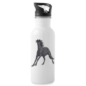 Black Horse - Water bottle with straw - white - Right