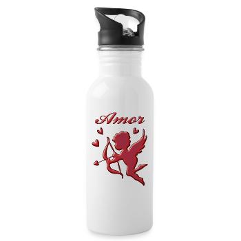 Amor - Water bottle with straw - white - Right