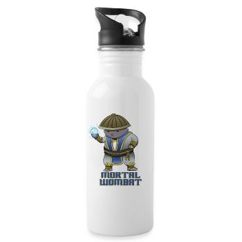 Mortal Wombat - Lustiges Gaming Design - Trinkflasche mit integriertem Trinkhalm - Weiß - Rechts