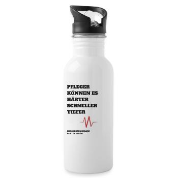 Caregivers can do it harder, faster, deeper - Water bottle with straw - white - Right