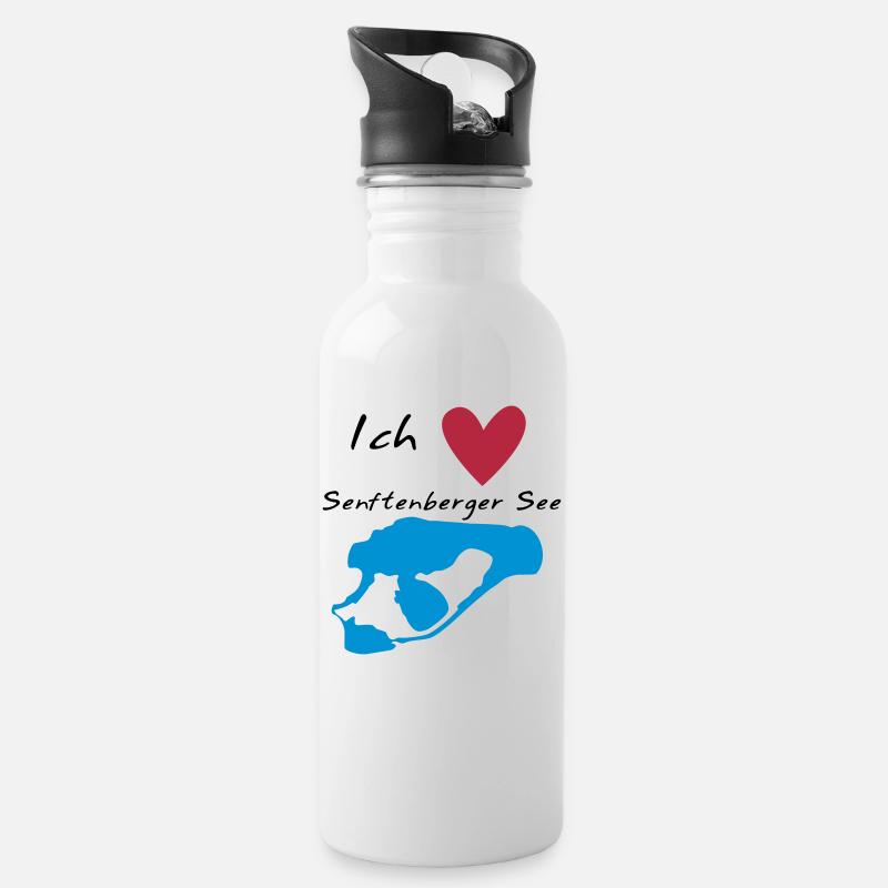 Ich liebe den Senftenberger See - Trinkflasche mit integriertem Trinkhalm - Weiß