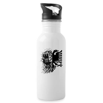 Albania Flag "Albanian Eagle" - Water bottle with straw - white - Right