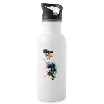 Astronautenplanet Ballon-Kosmisches Abenteuer - Trinkflasche mit integriertem Trinkhalm - Weiß - Rechts