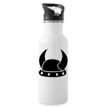 A simple VIKING horned MEDIEVAL helmet - Water bottle with straw - white - Right