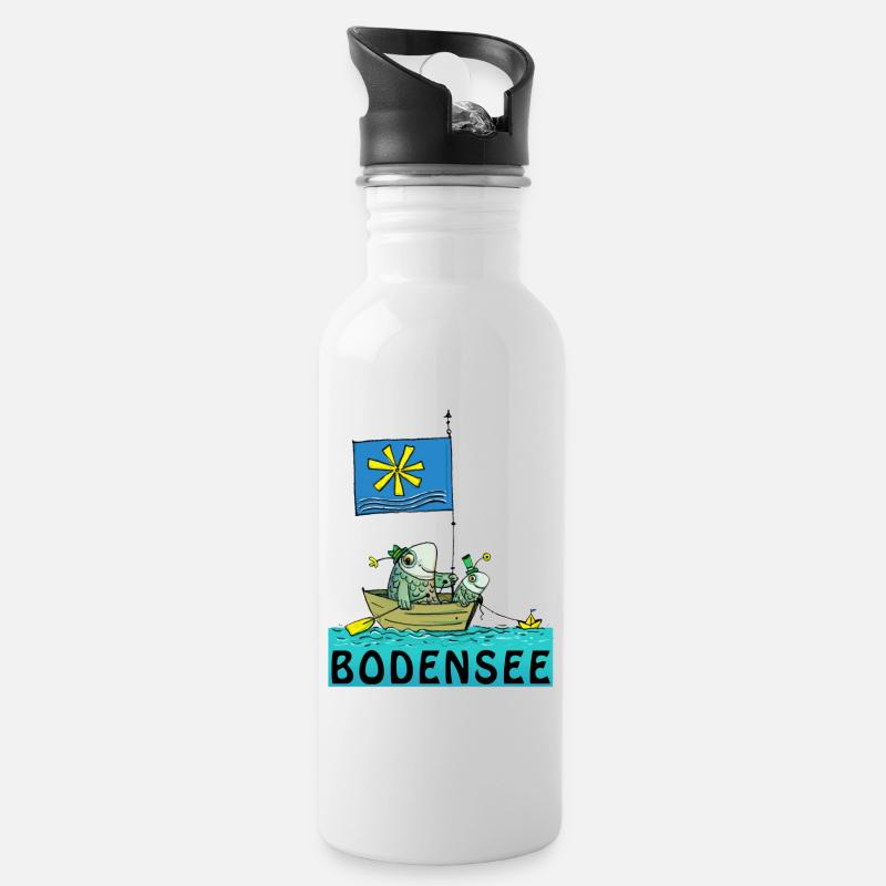 Bodensee - Trinkflasche mit integriertem Trinkhalm - Weiß