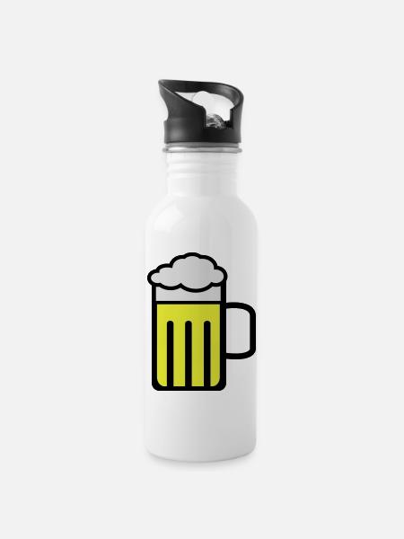 beer - Trinkflasche mit integriertem Trinkhalm - Weiß