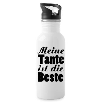 meine Tante ist die beste - Trinkflasche mit integriertem Trinkhalm - Weiß - Rechts