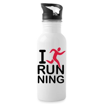 i_love_running_f2 - Trinkflasche mit integriertem Trinkhalm - Weiß - Rechts