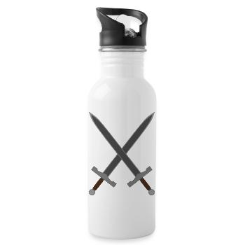 gekreuzte Schwerter - Trinkflasche mit integriertem Trinkhalm - Weiß - Rechts
