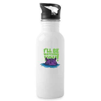 Witziges Nilpferd mit Text - Trinkflasche mit integriertem Trinkhalm - Weiß - Rechts