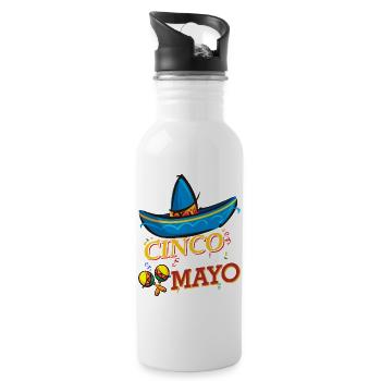 cinco de mayo - 5 de mayo - Water bottle with straw - white - Right