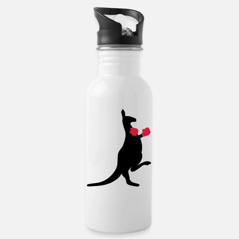 Känguru - Trinkflasche mit integriertem Trinkhalm - Weiß